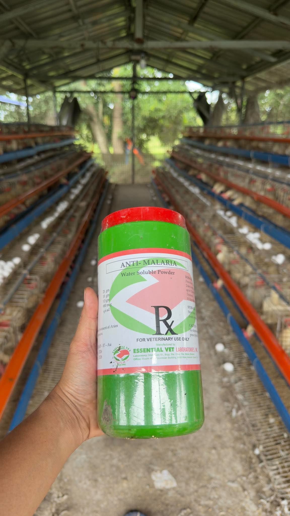 Anti-Malaria water soluble powder for our hens, by Essential Vet Laboratories
